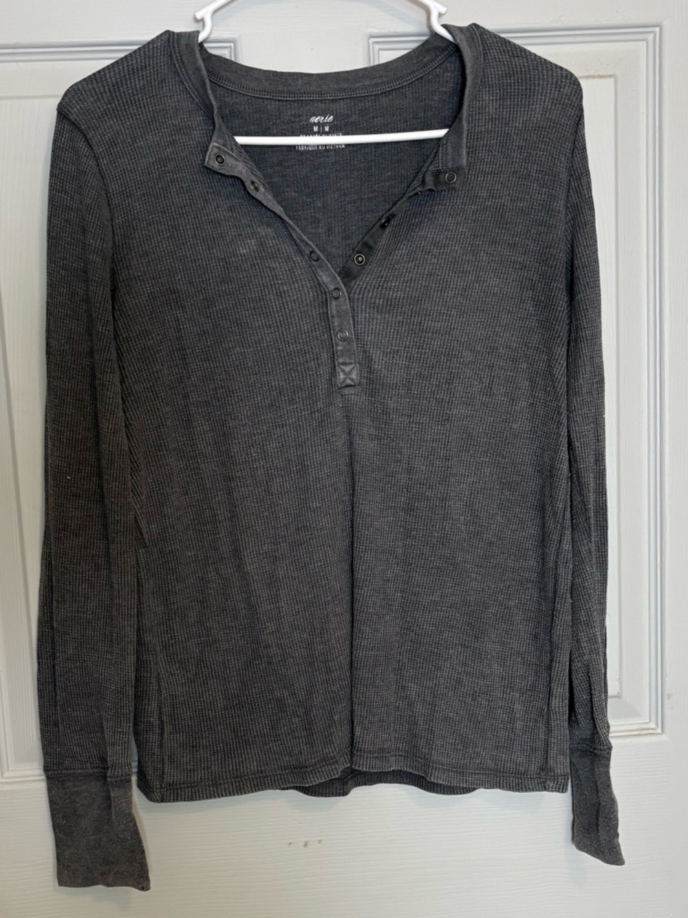 aerie Dark Gray Long-Sleeve Henley Top